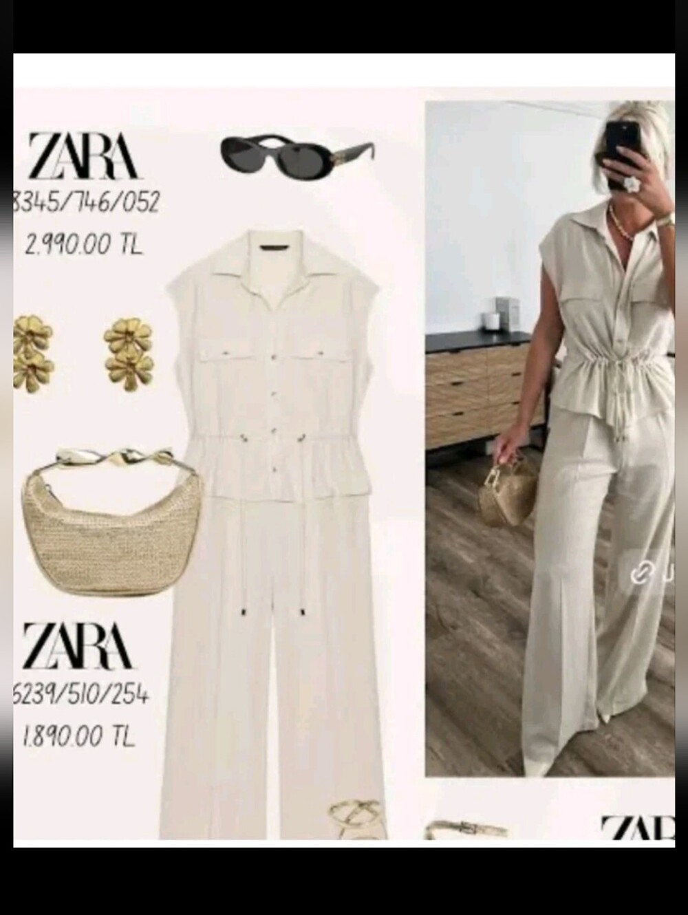 Zara Linen Blend Sleeveless Jumpsuit w/Drawstring Oatmeal Beige-Med-NWOT-aritzia